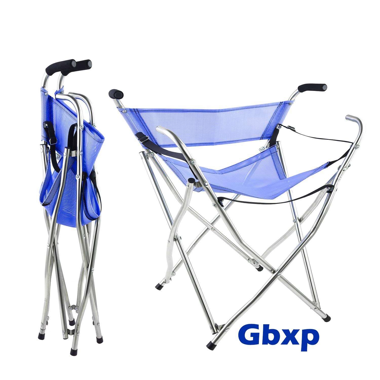 Gbxp Walking Stick Folding Cane Seat for Women/Men with Heavy Duty – Walker Chair Bench Camping Travel Stool 2 Handle with 4 Legs (for Standard Figure)