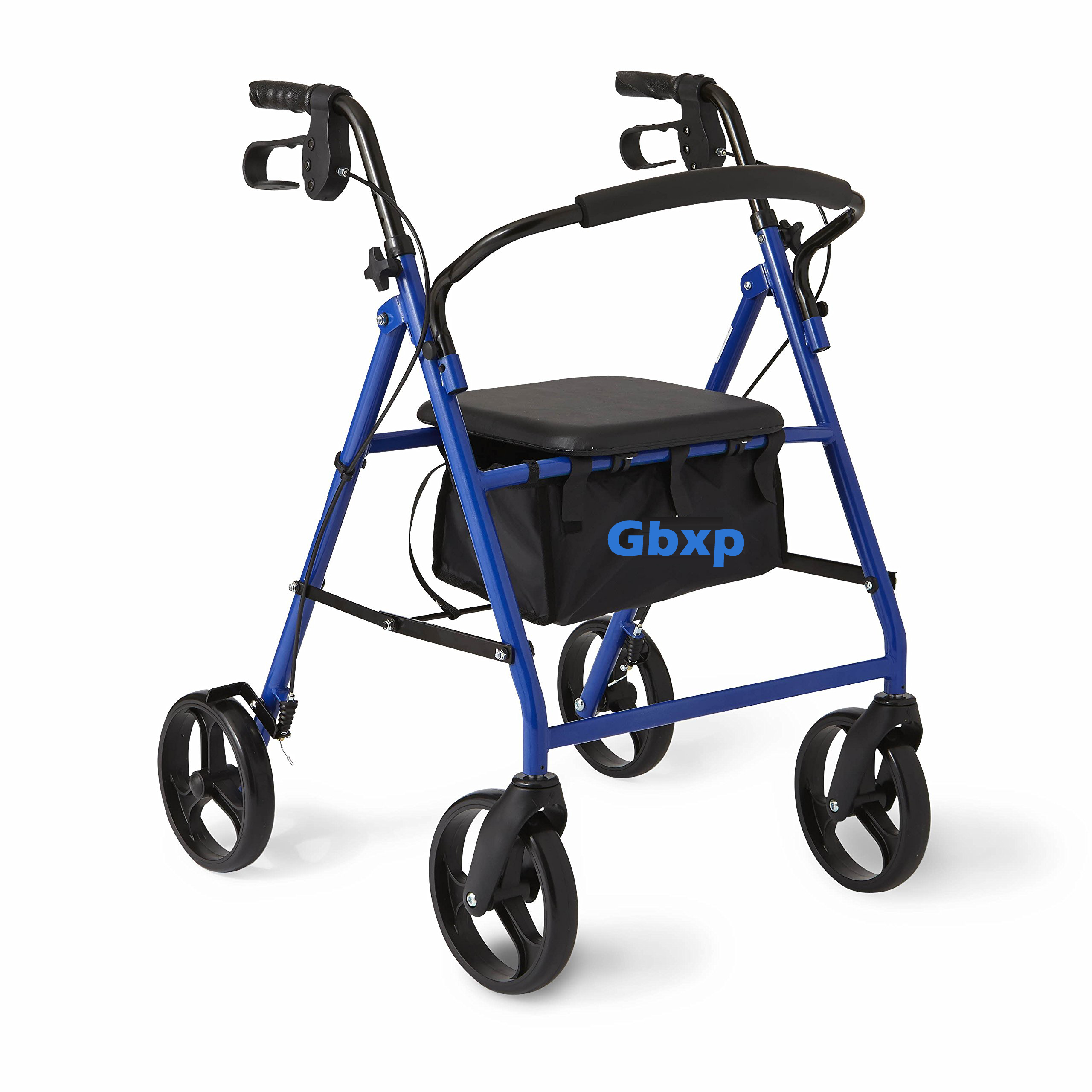Gbxp Medline Standard Steel Folding Rollator Walker with 8″ Wheels, Supports up to 350 lbs, Blue
